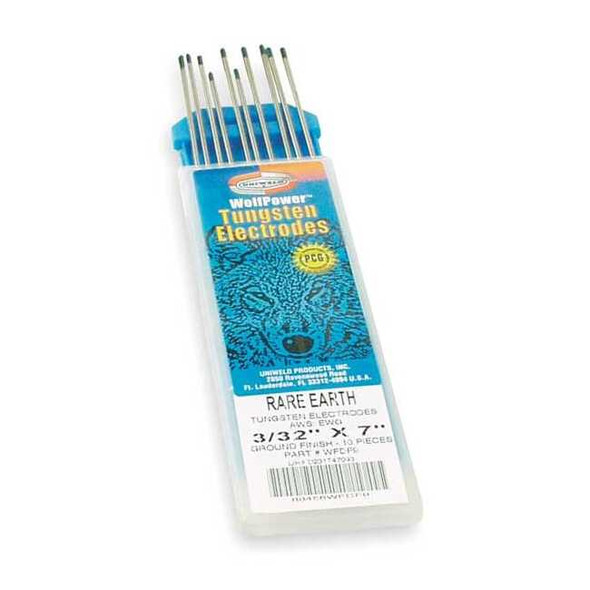 Uniweld 7" Heliarc Tungsten Electrode 3/32" Dia., PK10 WFDF9-Q