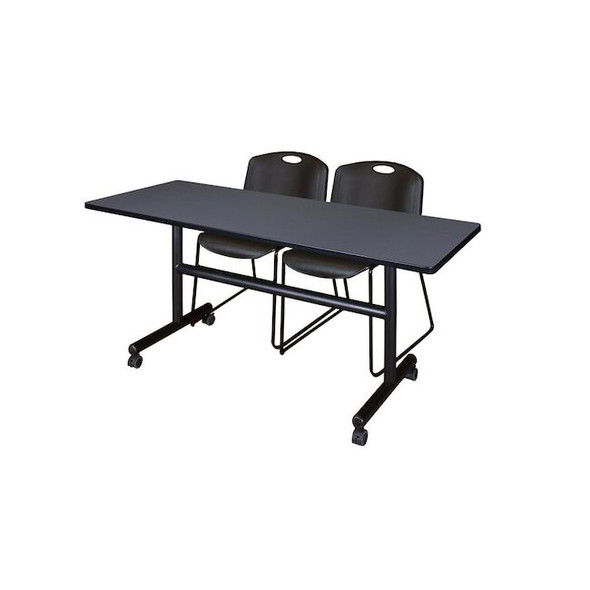 Kobe FlipTop Table, 60" W, 29" H, Laminate Top, Gray MKFT6024GY44BK