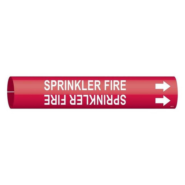 Brady Pipe Marker,Sprinkler Fire,Red,4 to 6 In 4127-D