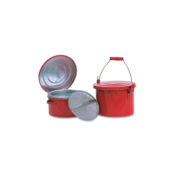 Bench and Daub Can, 2 qt Capacity, Red, Galvanized Steel, Bench Can with Lid