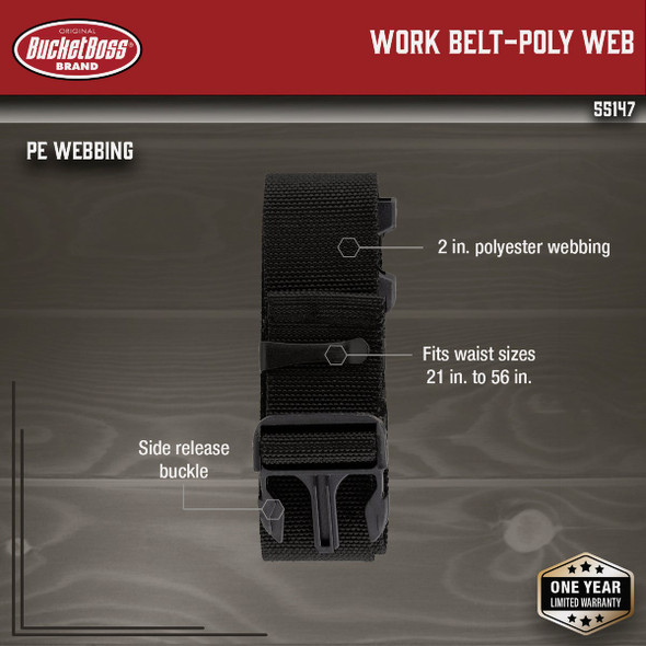 Bucket Boss Poly Web Work Belt 55147 319901