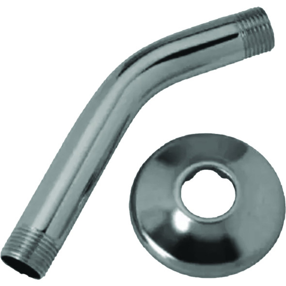 Master Plumber 1/2 In. Male Iron Pipe x 6 In. Chrome Shower Arm & Flange 682-754