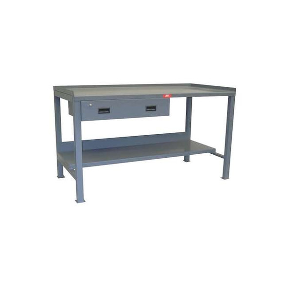 Heavy Duty Fixed Work Bench, Steel, 72" W, 34" Height, 3000 lb., Straight