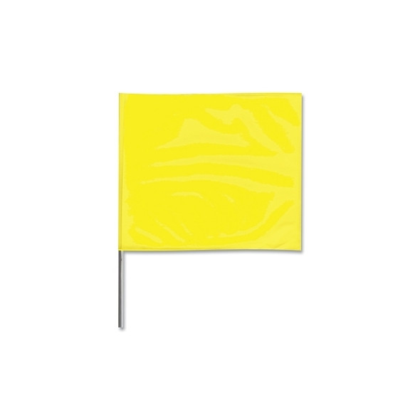 Stake Flags, 4 in x 5 in, 30 in Height, Yellow Glo Pack of 100