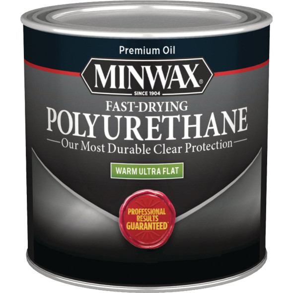 Minwax Warm Ultra Flat Clear Fast-Drying Polyurethane, 1/2 Pt. 230114444