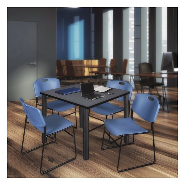Kee Square Table & Chair Set, Wood, Metal, Polypropylene Top