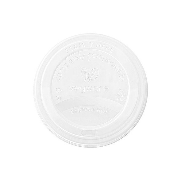 Vegware Disposable Cup Lid,20 oz,White,PK1000 VLID89S