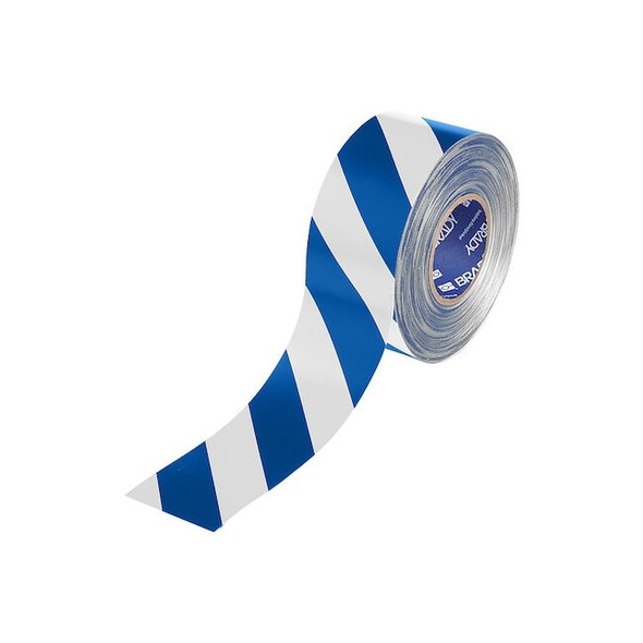 Brady Floor Marking Tape,Blue/White,3"W,100ft 177054
