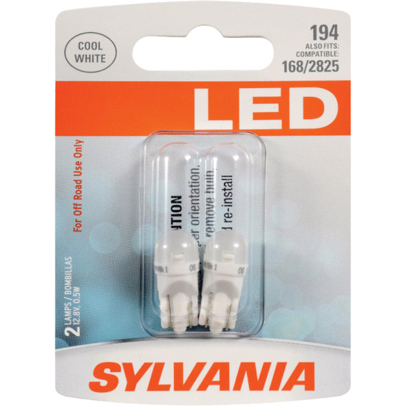 Sylvania 194 Long Life 12V Mini Incandescent Automotive Bulb (2-Pack) 34477