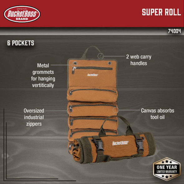 Bucket Boss 6-Pocket Super Tool Roll 74004 364407