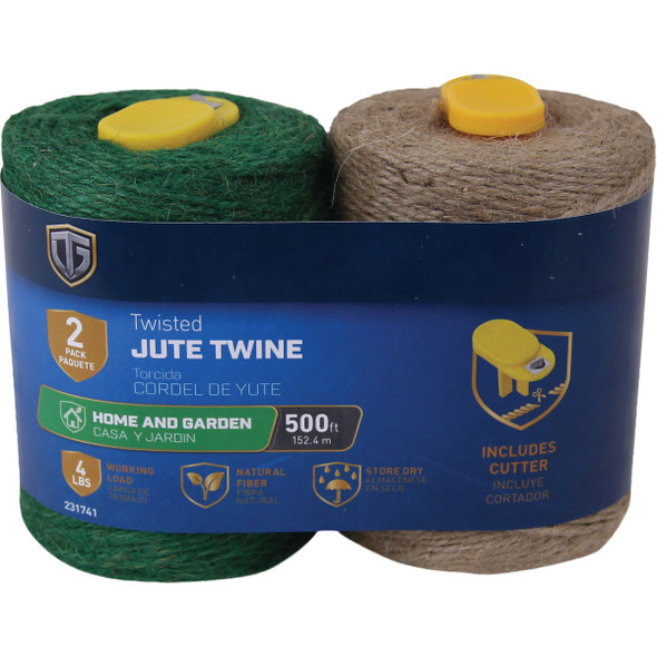 TruGuard #24 x 500 Ft. Green & Natural Twisted Jute Twine (2-Pack) 642081