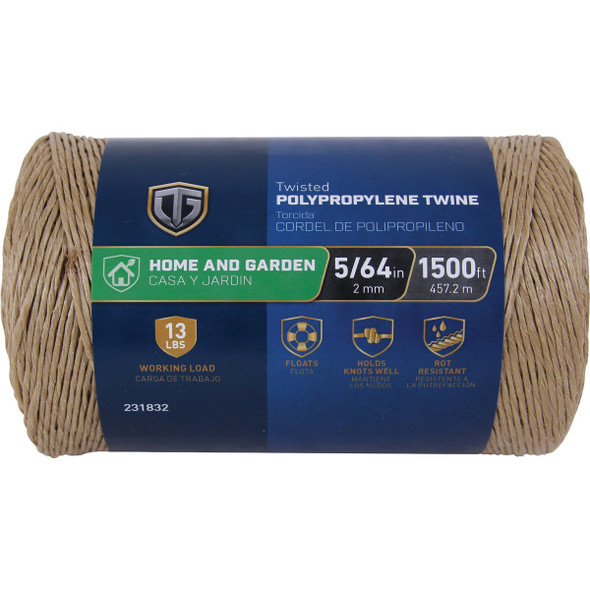 TruGuard 5/64 In. x 1500 Ft. 1 Ply Brown Twisted Polypropylene Twine 643751