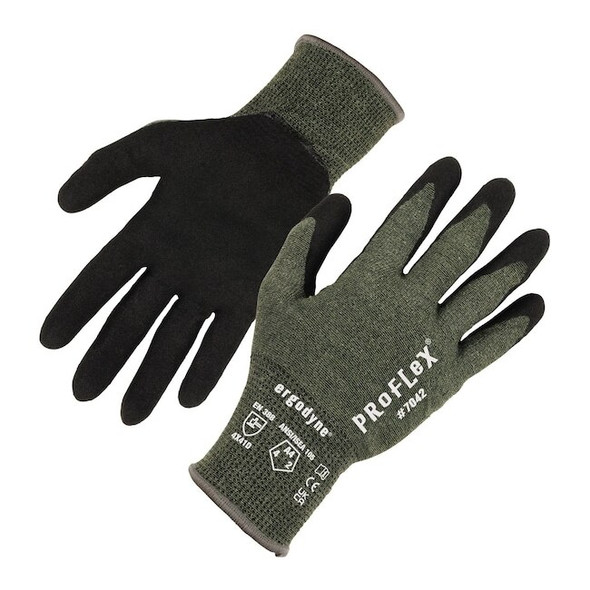 Ergodyne ANSI A4 Nitrile Coated CR Gloves, Green, Size S, PR 7042