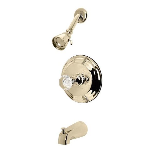 Tub and Shower Faucet, Standard, 5-1/8", 3, Wall Mount, Polished Brass