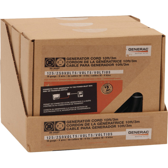 Generac 10 Ft. 30A Generator Cord with NEMA L14-30 Ends 6327 726605