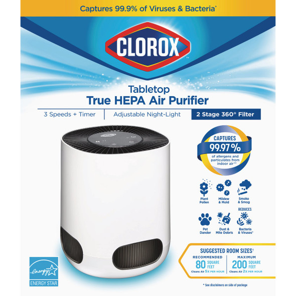 Clorox Whisper Quiet Tabletop Air Purifier 11020J 649381