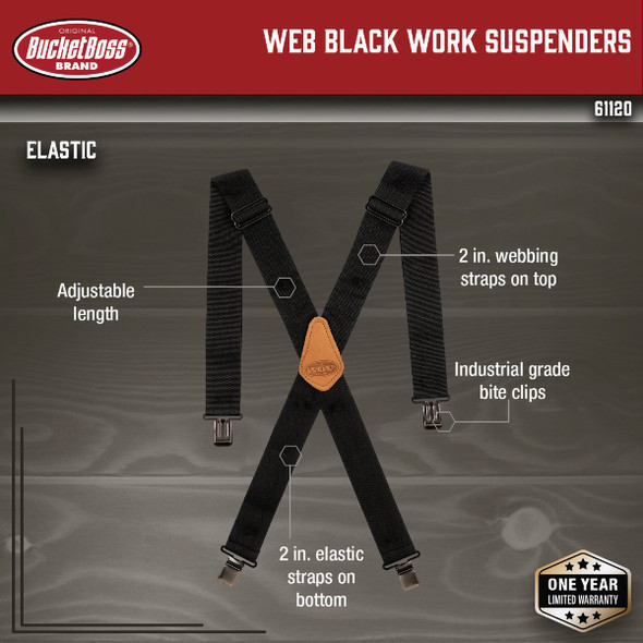 Bucket Boss Black Suspenders 61120 377573