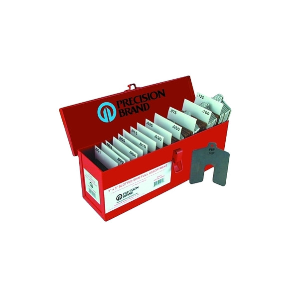 Slotted Shim Assortment Kit, 3 X 3 in, .001-1/8 in Thick, Full Assortment