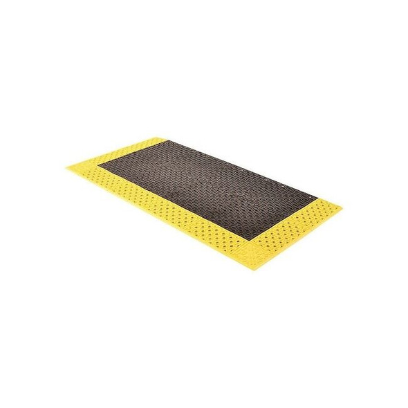 Interlocking Drainage Mat, 8 ft L x 42 in W, 7/8 in Thickness, PVC, Grit, Black