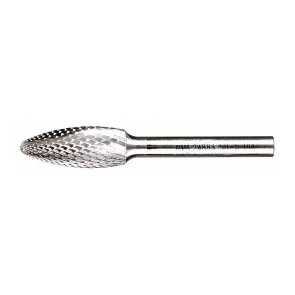 Carbide Bur - Flame Shape, DIA Cut - 1/2" x 1-1/4" x 1/4" Shank - SH-5