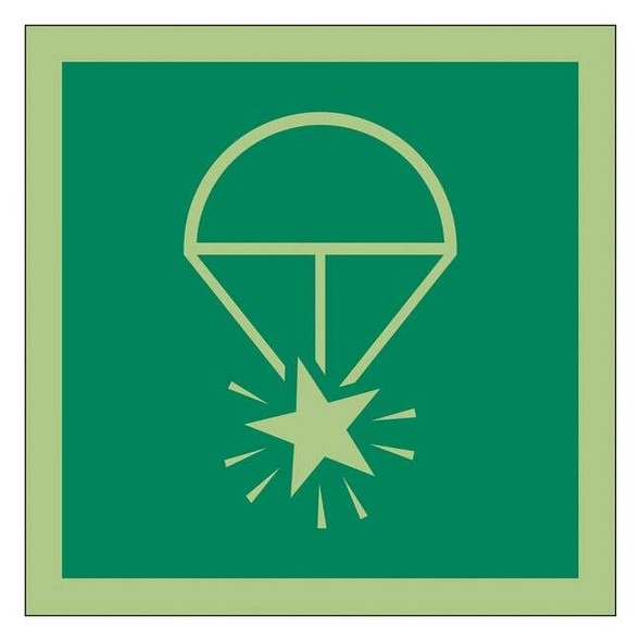 (Rocket Parachute Flare Symbol), 6 in W x 6 in H, Square, Vinyl, 486F88