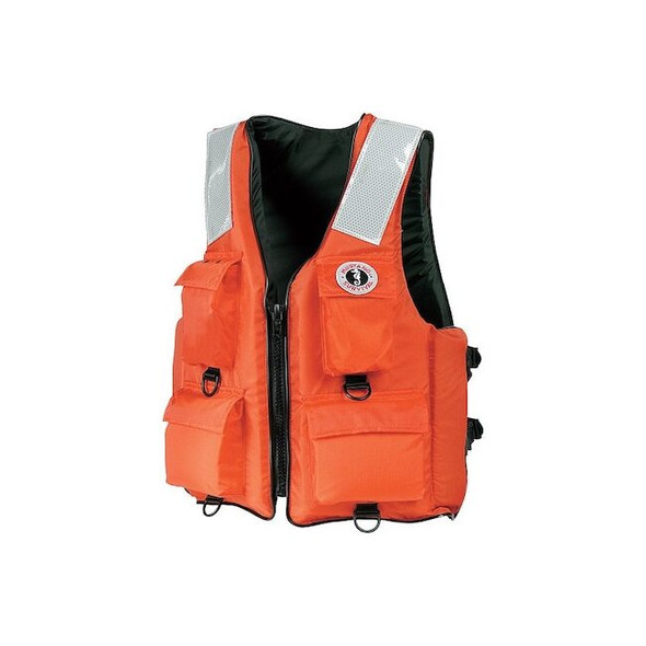 Mustang Survival Work Vest,2XL,15.5lb,Foam,Orange MV3128T2-2-xxl