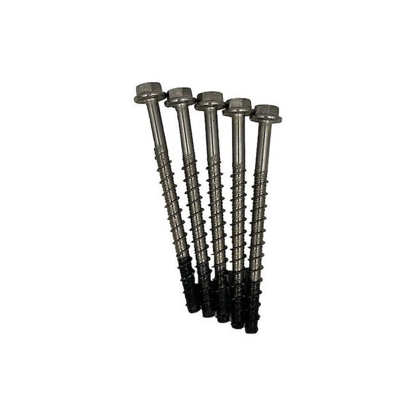 Screw Anchor, 1/4 in Dia., Hex, 2 in L, Stainless Steel Plain, 10 PK