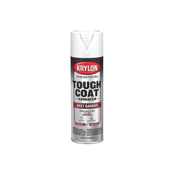 Krylon Industrial Spray Paint, White, Flat, Solvent, 15 oz K00909008