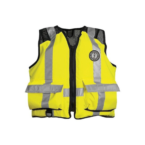 Mustang Survival Hi-Vis Vest,2XL/3XL,15.5lb,Foam,GRN/YLW MV1254T3-239- XXL/XXXL