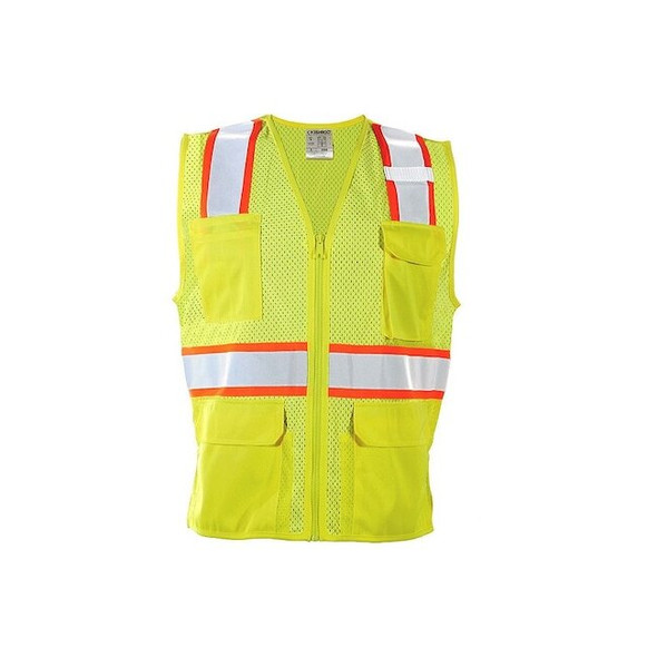 Women's Hi-Vis Safety Vest L Class 2 H Back, ,Zipper 7 Pockets, 2 Mic Tab, No