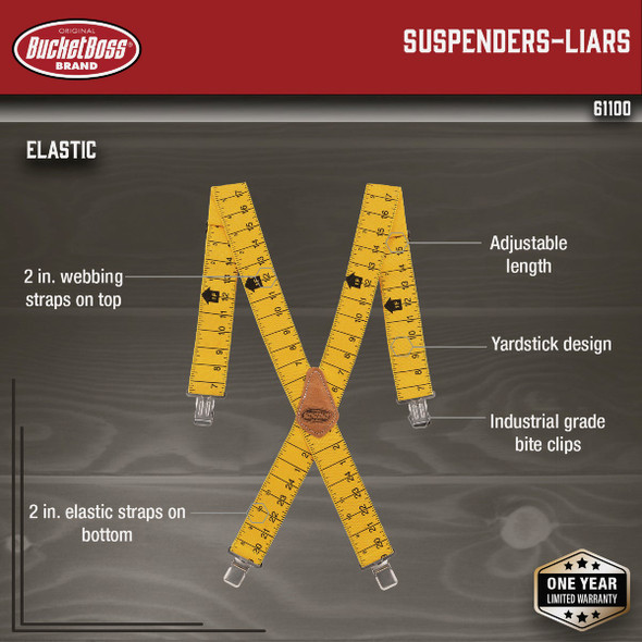 Bucket Boss Liars Ruler Pattern Work Suspenders 61100 334880