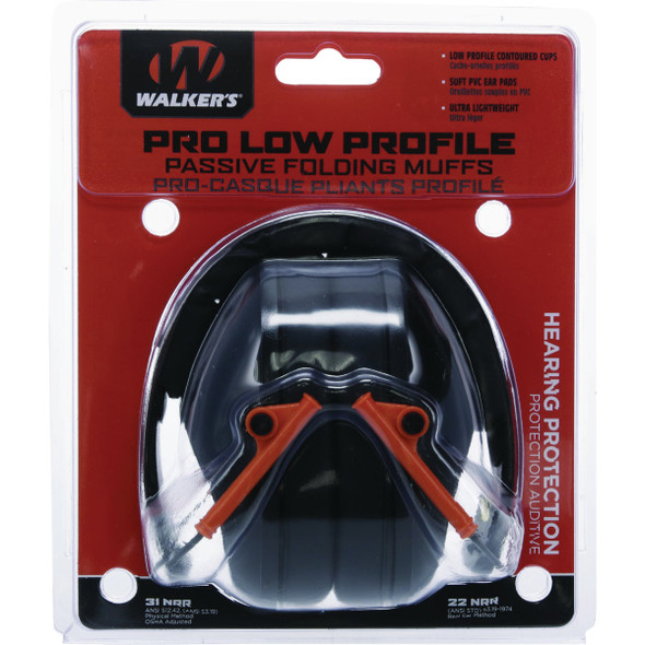 Walker's Black Low Profile Folding Passive Muff GWP-FPM1 717511