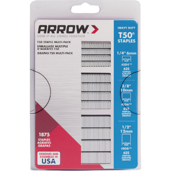 Arrow T50 Heavy Duty Assorted Staple Pack (1875-Count) 50MP 390823
