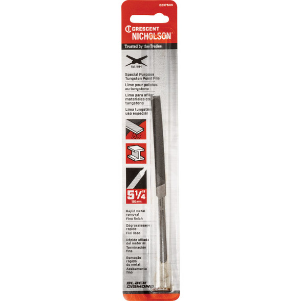 Crescent Nicholson 5-1-4 In. Double-Cut Rectangular Tungsten Point File 02375NN 370646