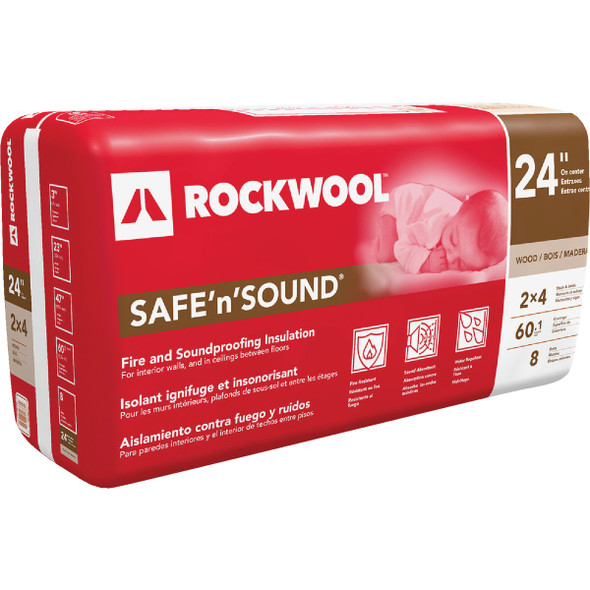 Rockwool Safe'n'Sound 24 In. x 47 In. Stone Wool Insulation (8-Pack) RXSS323