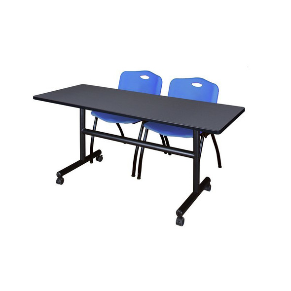 Kobe Rectangle FlipTop Table, 60" W, 29" H, Laminate Top, Gray MKFT6030GY47BE