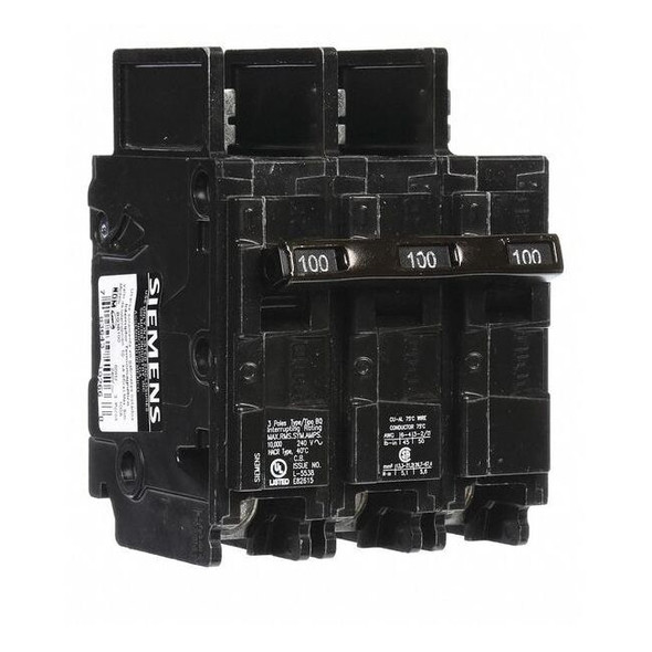 Miniature Circuit Breaker, BQ Series, 100A, 3 Pole, 240V AC, 10kA at 240V AC