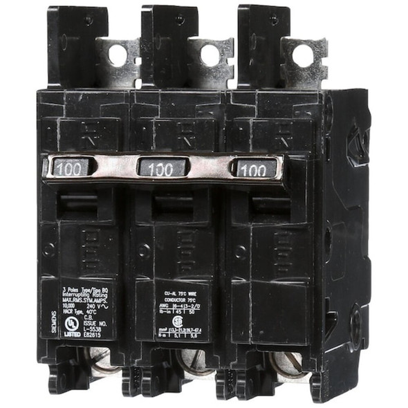 Miniature Circuit Breaker, BQ Series, 100A, 3 Pole, 240V AC, 10kA at 240V AC  BQ3B100