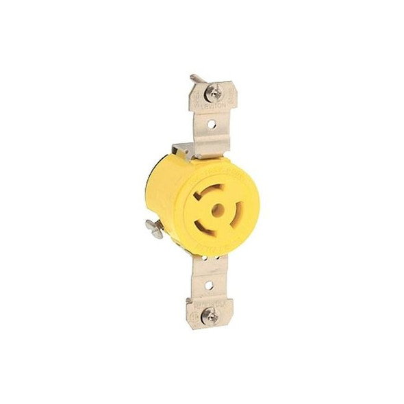 Leviton LockingReceptacle,15A,1-1/2hp,250VAC,Ylw 45CM-60