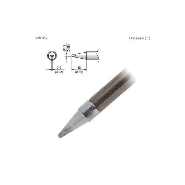 Hakko Soldering Tip,T.W. 1.2 mm,T.L. 10 mm T39-D12