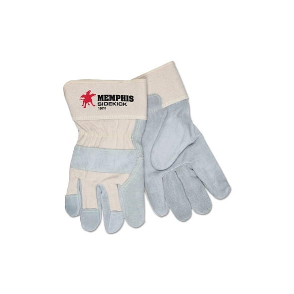 Sidekick Double Select Side Leather Gloves, X-Large, Gray/White