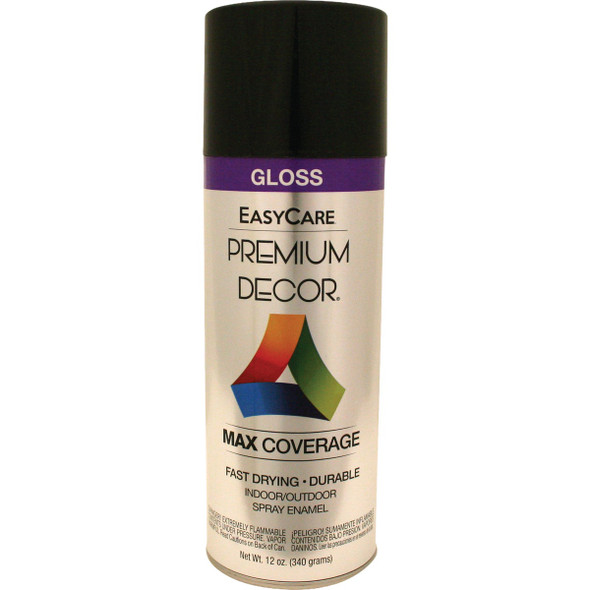 EasyCare Premium Decor 12 Oz. Spray Paint, Black Gloss PDS2-AER