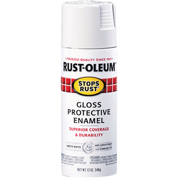 Rust-Oleum Stops Rust Gloss Arctic White 12 Oz. Anti-Rust Spray Paint 371669