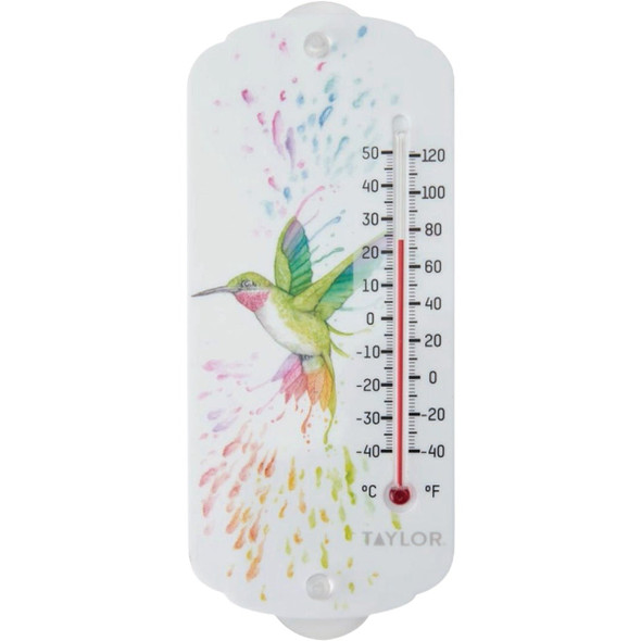 Taylor 8 In. Rainbow Hummingbird Tube Thermometer with Suction Cups 5307079T