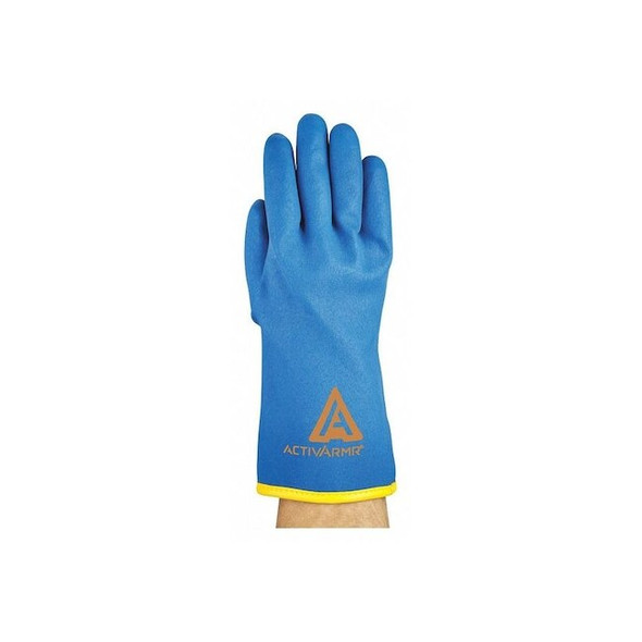 Cold Protection Coated Gloves, PVC Palm, Acrylic/Nylon Lining, Blue/Yellow, 8