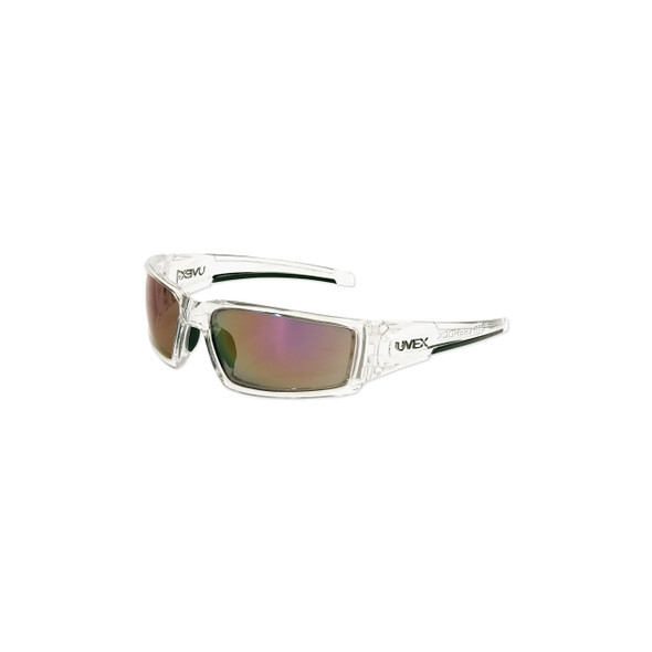 Hypershock™ Safety Eyewear, Red Mirror Polycarbonate Lens, Hardcoat, Clear Ice Polycarbonate Frame