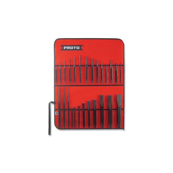 Punch & Chisel Set, 26 Piece, 10 in L, Black Oxide