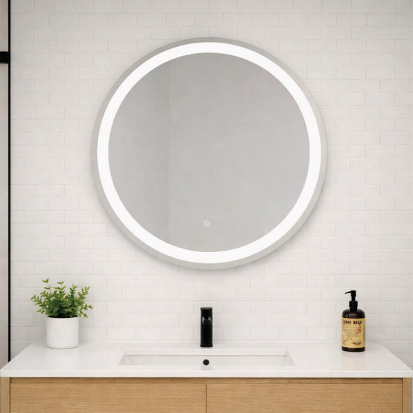 Dweller Loop 24 In. Wireless Rechargeable Battery LED Mirror, Frameless BMR-LOO2424-01 295528