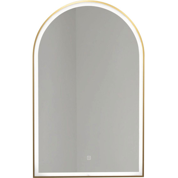 Dweller Arc 20 In. x 30 In. Wireless Rechargeable Battery LED Mirror, Gold