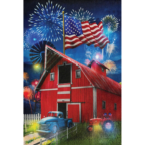 Briarwood Lane American Celebration Barn LED Burlap Garden Flag GL02263